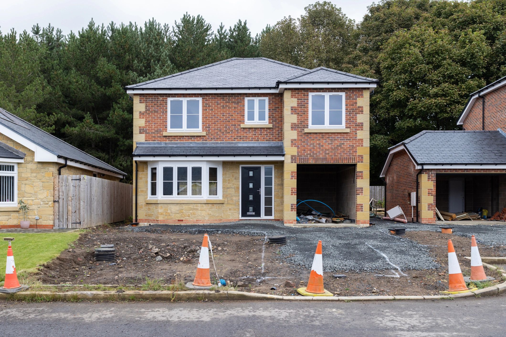 New house in progress on a development site